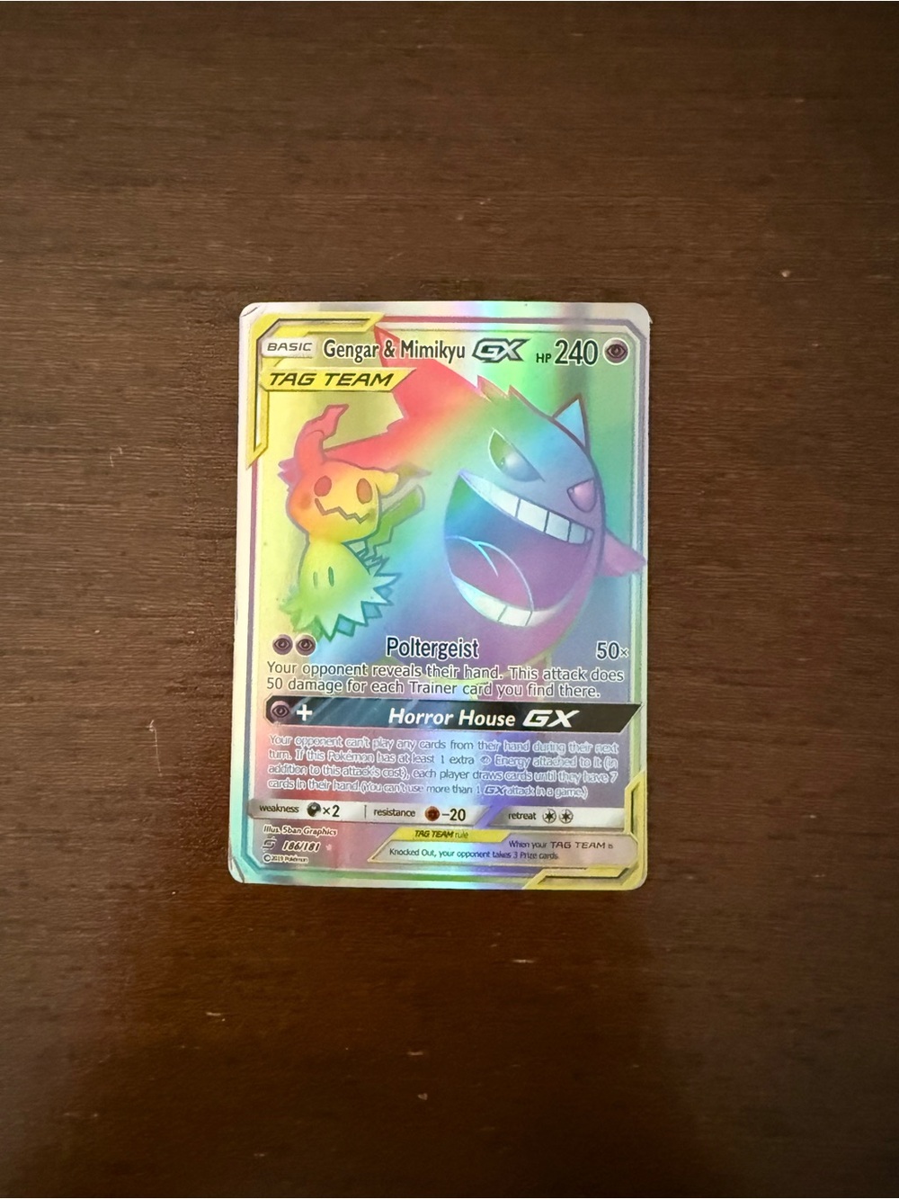Gengar & Mimikyu GX Tag Team Holo Pokémon Card - Rainbow Foil